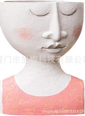 爆品幸福之家艺术人像雕塑花盆阳台花园装饰插花器工艺品摆件