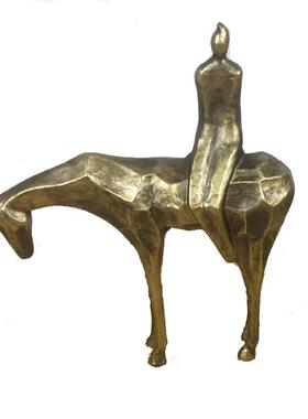 新中式室内软装样板房间别墅客厅书房人物牧人马动物雕塑创意摆件