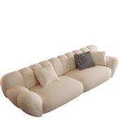 法式 复古花瓣沙发奶油风小户型客厅公寓棉花糖猫抓布直排布艺沙发