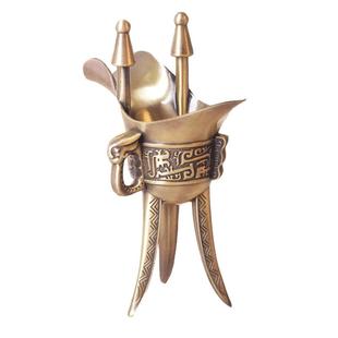 仿古酒杯复古青铜爵杯高脚杯酒樽白酒杯古代三角杯大号古装剧道具