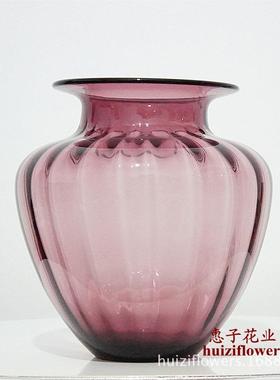 水培花插欧式彩色浮雕水纹玻璃花器花瓶工艺品厂家34985仿真