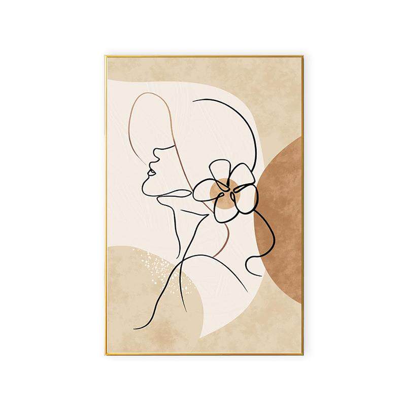 原木奶油风客厅沙发背景墙装饰画抽象线条玄关挂画大尺寸落地画