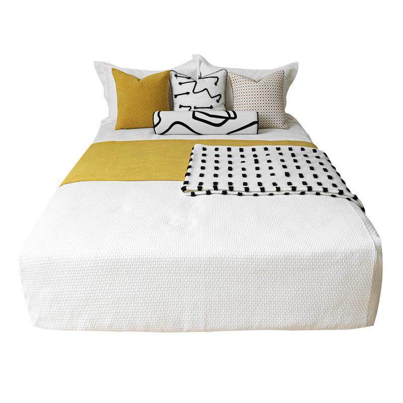 现代北欧简约儿童样板间床旗抱枕黄色系展厅酒店床品多件套床尾巾,床上用品,床旗,淘宝优惠券,粉丝福利购,淘宝优惠卷