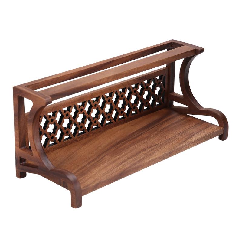 新款胡桃木双用杯架茶杯茶壶收纳博古架新中式泡茶架子茶台置物架