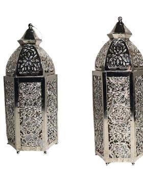 节日镂空风灯摆件装饰灯笼摆件复古铁艺风灯欧式布风格