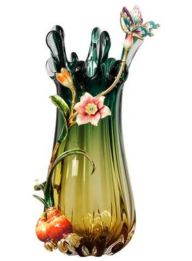 珐琅彩花瓶摆件新中式轻奢高档客厅酒柜装饰品工艺品乔迁新居礼品