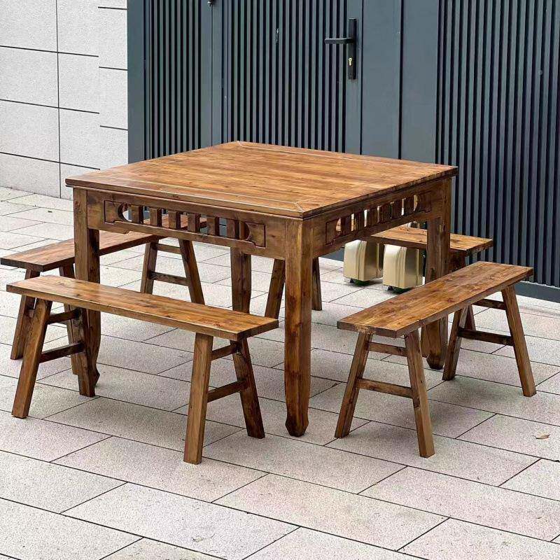 全实木方JPV八桌正方形老式桌子家用餐桌饭仙店餐馆中小桌吃饭桌