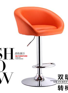 欧WIQ式吧台椅高降前台转椅皮质酒吧脚椅家用升子吧凳凳
