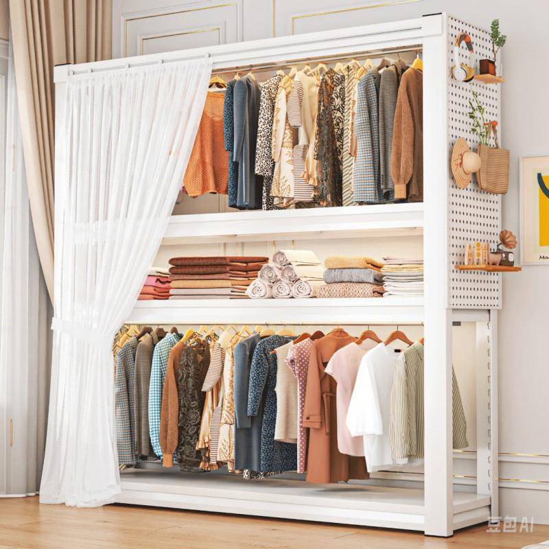 货架收衣柜开放式衣架置无品牌/物架带遮挡帘纳加层厚多出租屋简