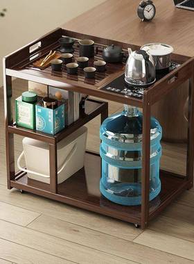 阳台轻用茶奢实茶桌家可移动YEY车木功夫泡茶水壶一体茶几乌金石