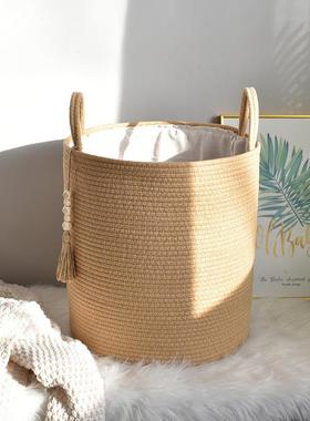 CQS棉绳洗衣篮编黄织麻绳物脏衣服篮洗衣篮大洗衣房玩具号收纳盒