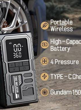 空工业便携式无26590线气汽车充气迷你电风动手持式气压缩机数字