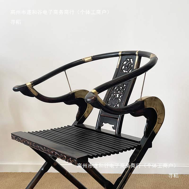 中式老榆木椅明清折古做交旧tfgh%u+s太师椅明式头把交椅叠雕花实