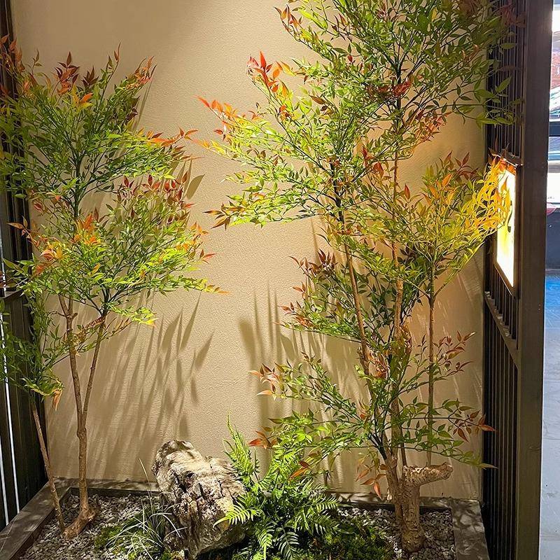高端南天竹仿真绿植盆栽室内橱窗落地造景装饰景观仿生植物南天竹