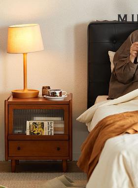 中古实木床头柜小型简床易卧抽屉收纳柜日式储XYN物尾窄边室柜超