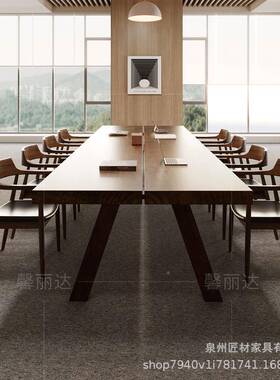 实木会议桌办公室多人谈桌板椅组合现代简约洽办MTA006-5公桌大长