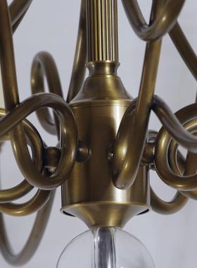 美古式复古吊灯法式古铜蜡烛灯具中t古v餐inage268铜客厅厅楼梯别