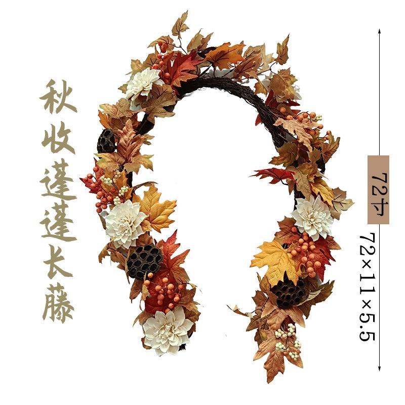 仿真花墙壁挂秋树天枫叶日装饰花环大利向花葵倒挂客厅人造2100花