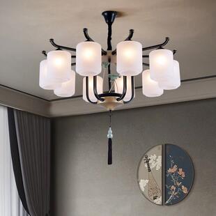 新式吊客厅灯灯中国风茶室荷UMC花灯复中古包式厢餐厅饭店中灯具