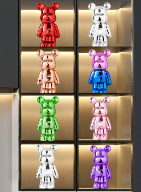 速发高档轻奢电厅熊陶瓷心爱熊客镀电视柜酒柜装饰品摆件