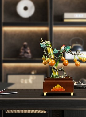 速发福竹报喜铜葫芦节节高摆件办公室客厅玄关招财装饰开业乔迁礼