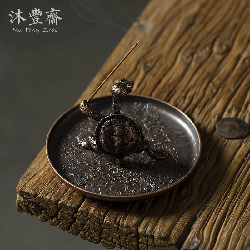 速发中立仿古式香托家用沉茶檀香线香香座香室便携禅意合金线香插