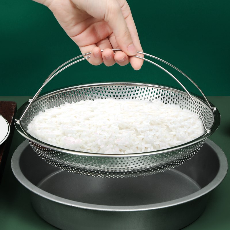 速发带提手架蒸多功能料理蒸笼不锈钢沥水篮米筛锅厨蒸格具房三角