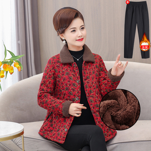速发妈妈老棉服加绒加厚棉衣中装年士短款外套棉袄小个棉碎花子袄