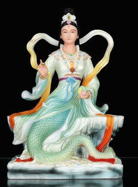速发汉白玉娲娘娘神像娲补天大地之母佛像家用供奉精致摆件
