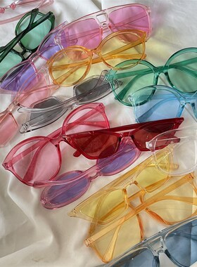 速发冻果色色妹镜多巴胺风格多色辣墨蹦迪姐妹拍照太镜遮