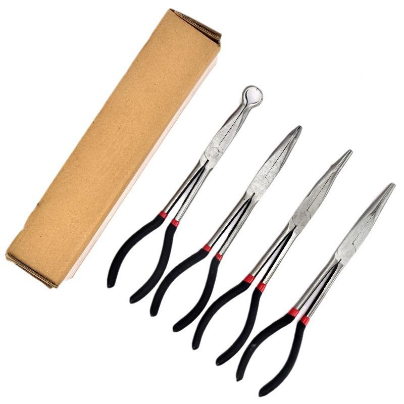 尖加长4PCS套装出口加长柄尖嘴弯嘴钳钳O电型夹持火花塞断钳