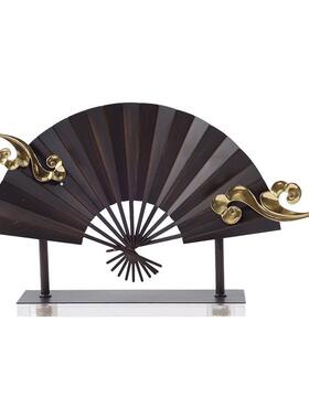 新中式金属折扇摆件装饰品家居客厅电视柜玄关扇子装饰摆设工艺品