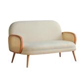 北欧藤椅沙发组合现代简约民宿休闲实木沙发中式 双人轻奢布艺沙发