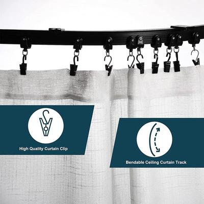 5米黑色塑钢轨道不锈钢夹套装窗帘弯轨可弯曲导轨含配件