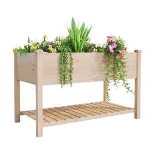 花园床木质高架双层植物床阳台蔬菜花卉种植箱种植床花架家庭花园