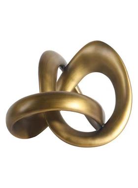 现代轻奢扭曲麻花金色树脂创意摆件桌面客厅装饰品酒店样板间