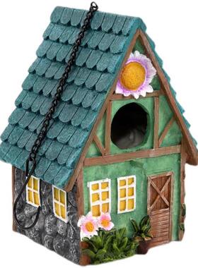 户外鸟屋窝壁挂件树脂仿实木阳台家居造景庭院花园布置装饰摆件