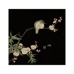 中古风喜上眉梢花鸟图客厅背景墙装饰画中式玄关挂画卧室书房壁画