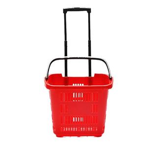 购物篮塑料两轮手提篮便利店筐子带轮购物篮35L 4超市拉杆式