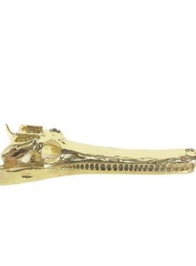 现代样板间金色鱼头骨造型金属抽象摆件装饰客厅家居托盘陈列