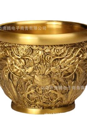 纯铜龙纹缸新中式复古创意个性潮流家用客厅办公室烟缸奢华大摆件