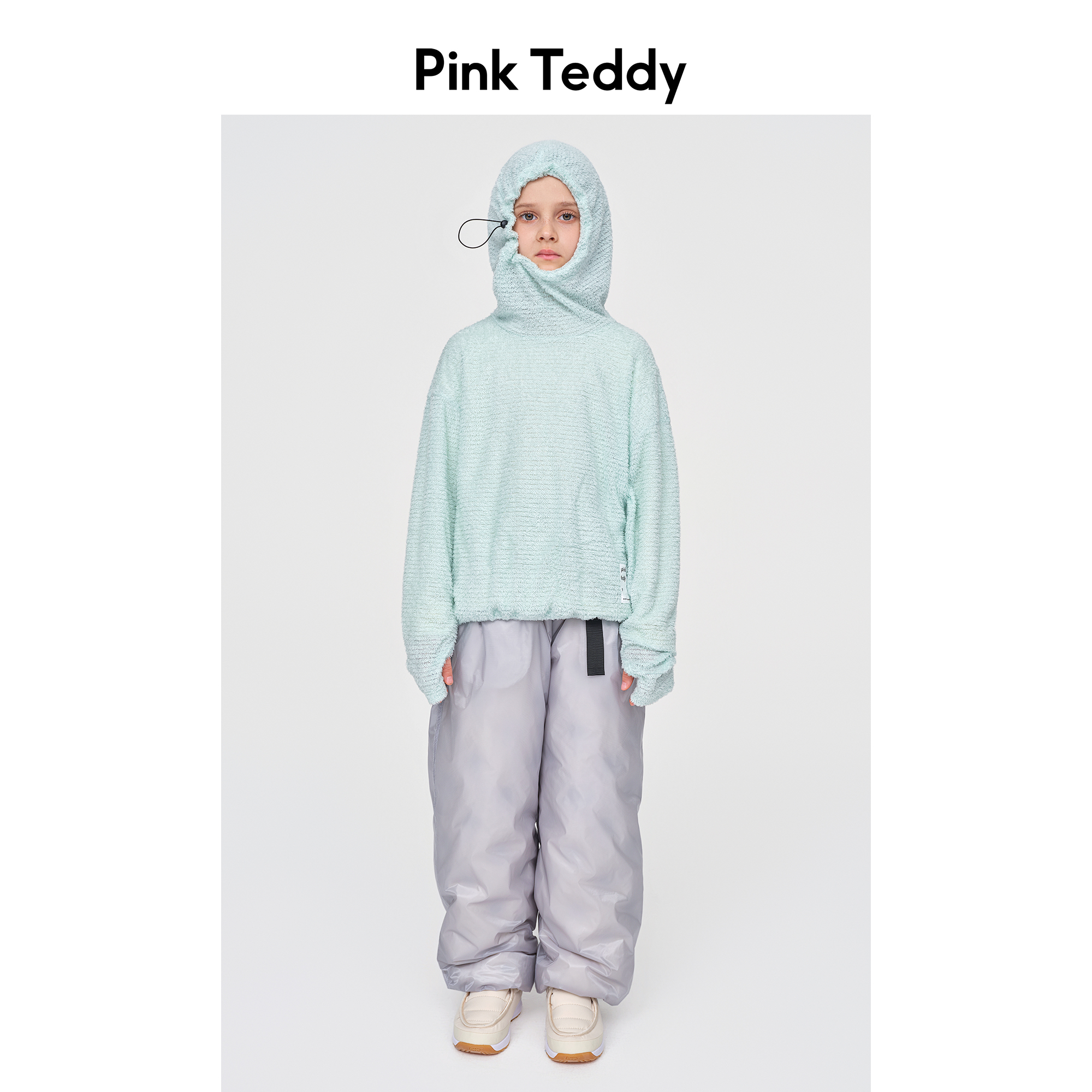 PinkTeddy童装儿童宽松长袖P绒T恤秋冬季女童内搭连帽打底衫