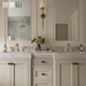 美式 人造石d浴室柜轻奢奶油风落地洗漱台化妆室定制洗手脸面盆组