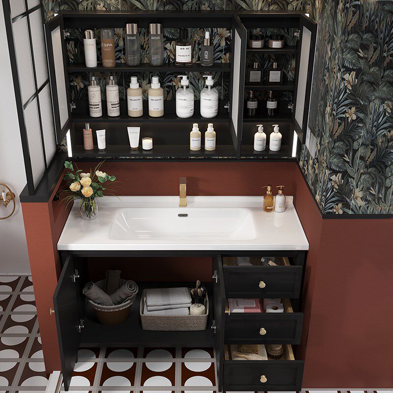 中古浴室柜陶瓷一k体盆法式复古卫生间洗脸盆柜组合落地洗漱台洗
