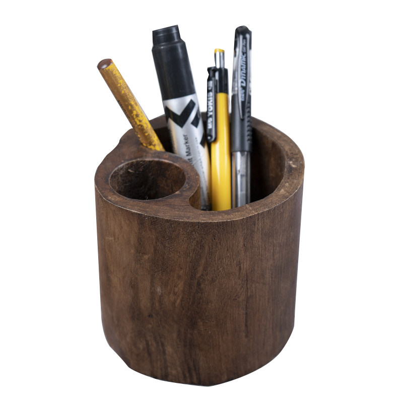 泰国柚木笔筒实木桌面文具笔架y创意复古木质办公用品大容量插笔,收纳整理,笔筒,淘宝优惠券,粉丝福利购,淘宝优惠卷