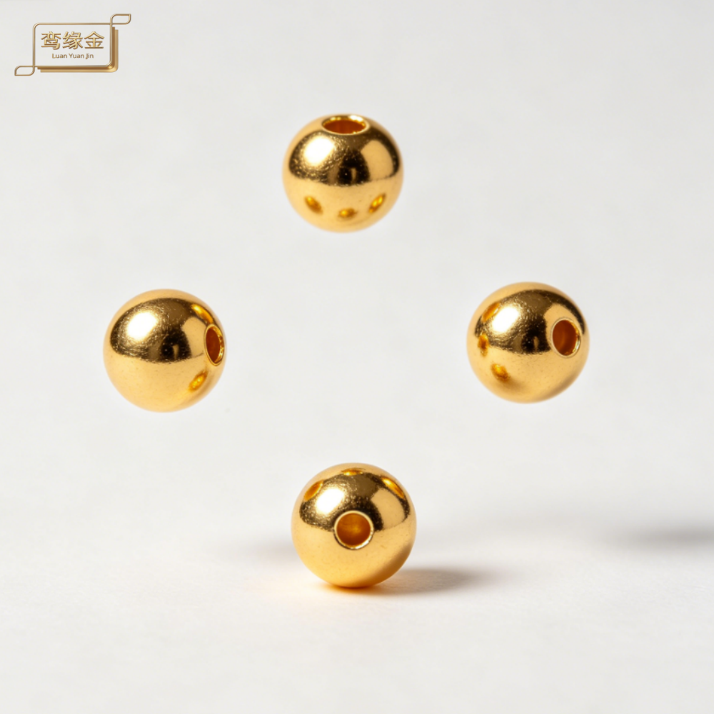 【鸾缘金】黄金女足金小金珠子999本命年转运散珠3D隔断硬金配件