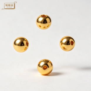 【鸾缘金】黄金女足金小金珠子999本命年转运散珠3D隔断硬金配件