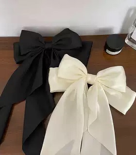 Elegant Bow Ribbon Hair ClipSimple Solid Satin Spring Clip H