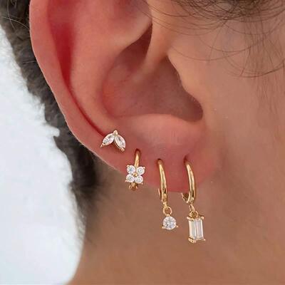 2PC Stainless Steel Little Huggies Hoop Earrings For Women T