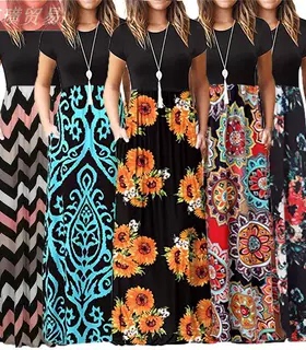 2020 Summer Printed sexy women Long dress 印花长裙连衣裙女